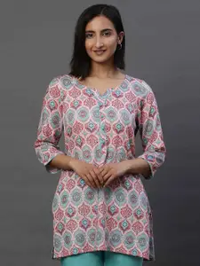 AURELIA Ethnic Motifs Printed Pure Cotton Straight Kurti