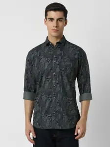 VAN HEUSEN DENIM LABS Slim Fit Abstract Printed Spread Collar Cotton Casual Shirt