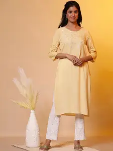 AURELIA Floral Embroidered Straight Kurta