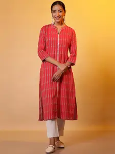 AURELIA Ethnic Motifs Printed Mandarin Collar Straight Kurta