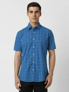 Van Heusen Sport Slim Fit Tartan Checked Short Sleeves Cotton Casual Shirt