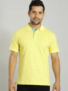 Indian Terrain Geometric Printed Short Sleeves Polo Collar Cotton T-shirt