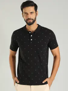 Indian Terrain Geometric Printed Short Sleeves Polo Collar Cotton T-shirt