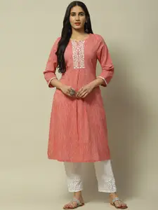 Rangriti Floral Yoke Design Thread Work Straight Kurta