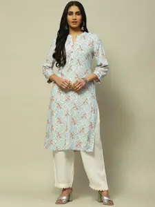 Rangriti Ethnic Motifs Printed Mandarin Collar Regular Straight Kurta