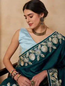 Saree mall Floral Embroidered Silk Blend Sarees
