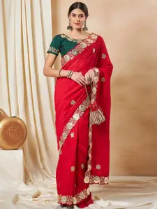 Saree mall Embellished Sequinned Silk Blend Sarees