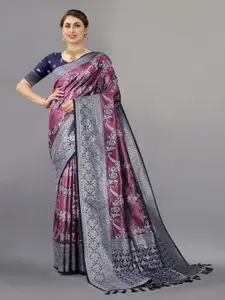 HIRAPARA ENTERPRICE Ethnic Motifs Woven Design Zari Pure Silk Banarasi Saree