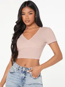 Stylecast X Slyck V-Neck Fitted Crop Top