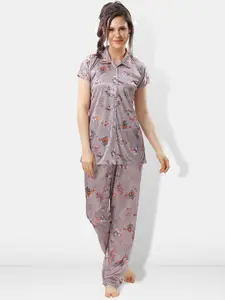 Be You Floral Printed Satin Night suit