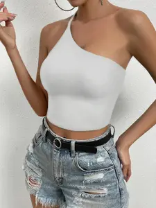 Stylecast X Slyck One Shoulder Fitted Crop Top