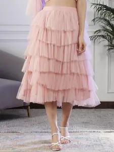 NEUDIS Flared Tiered Midi Skirt