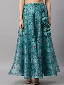 NEUDIS Floral Printed Flared Maxi Skirt