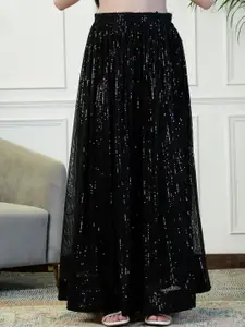 NEUDIS Embellished Sequinned Flared Maxi Skirt