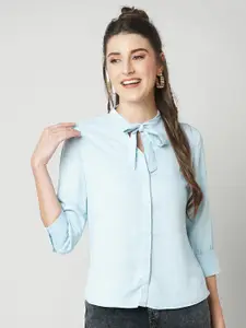 Kraus Jeans Tie-Up Neck Cotton Shirt Style Top