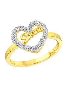 Vighnaharta Gold-Plated Cubic Zirconia-Studded Finger Ring With Rose Box