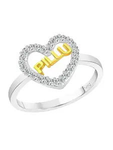 Vighnaharta Rhodium-Plated CZ-Studded Finger Ring With Ring Box