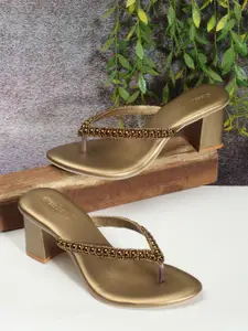 DressBerry Embellished Open Toe Block Heels