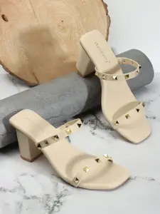 DressBerry Embellished Open Toe Block Heels