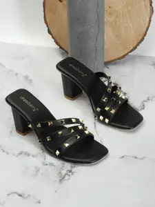 DressBerry Embellished Open Toe Block Heels