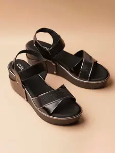 Ozuri Textured Open Toe Wedge Heels