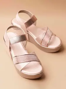 Ozuri Textured Open Toe Backstrap Wedge Heels