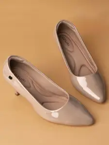 Ozuri Pointed Toe Leather Kitten Heel Pumps