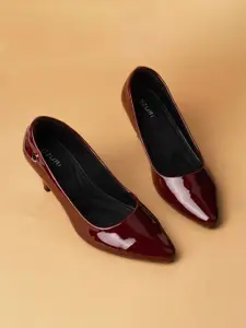 Ozuri Leather Pointed Toe Kitten Heel Pumps