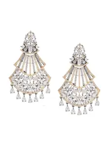 AURAA TRENDS Rhodium-Plated American Diamond Contemporary Drop Earrings