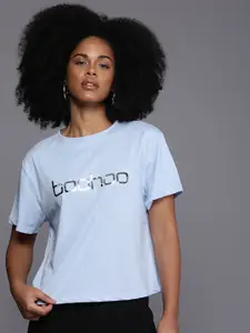 Boohoo Pure Cotton Brand Logo Printed Casual T-shirt