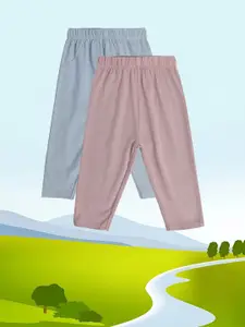 MINI KLUB Essentials Infant Boys Pack Of 2 Pure Cotton Mid-Rise Track Pants
