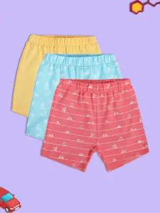 MINI KLUB Infant Boys Pack Of 3 Printed Pure Cotton Shorts