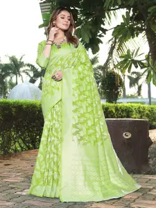MORLY Woven Design Zari Silk Blend Kanjeevaram Saree