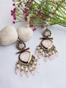 Crunchy Fashion Gold-Plated Teardrop Shaped Kundan Studded Drop Earrings