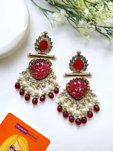 Crunchy Fashion Gold-Plated Teardrop Shaped Chandbalis Earrings