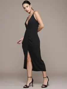bebe Shoulder Straps A-Line Midi Dress