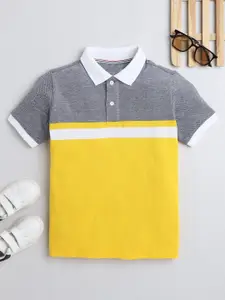 BAESD Boys Colourblocked Polo Collar Cotton T-shirt
