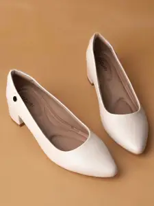 Ozuri Leather Block Heeled Pumps