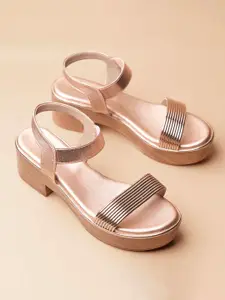 Ozuri Textured Open Toe Platform Heels