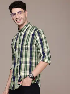 Nautica Pure Cotton Slim Fit Opaque Checked Casual Shirt