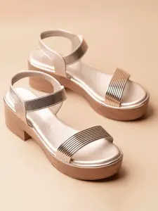 Ozuri Textured Open Toe Platform Heels