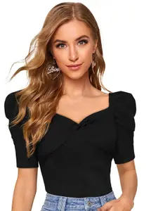 ODETTE Sweetheart Neck Puff Sleeve Top
