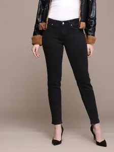 MANGO Women Push-Up Skinny Fit Low-Rise Light Fade Stretchable Jeans