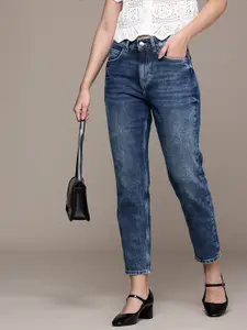 MANGO Women High-Rise New Mom Fit Heavy Fade Stretchable Jeans