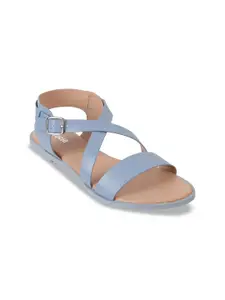 Mochi Strappy Buckle Detailed Open Toe Flats