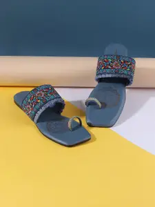 Mochi Embroidered One Toe Flats