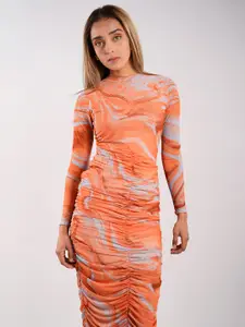 Stylecast X Hersheinbox Ruched Printed Bodycon Midi Dress
