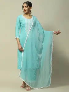 Rangriti Yoke Design Regular Sleeves Mirror Work Strigth Kurta