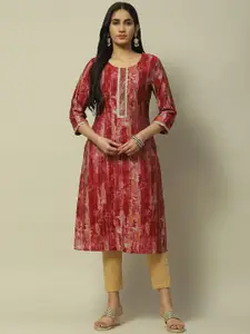 Rangriti Abstract Printed Regular Sleeves Strigth Kurta