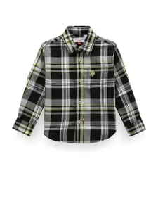 U.S. Polo Assn. Kids Boys Classic Tartan Checked Pure Cotton Twill Casual Shirt